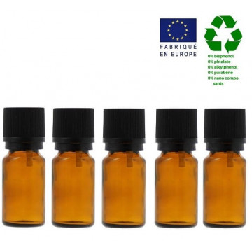 Lot de 5 flacons 10 ml en verre avec codigoutte