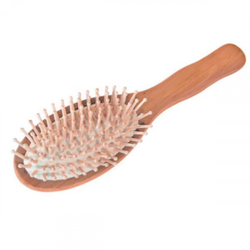 Brosse à cheveux ovale avec picots en bois Brosse à cheveux ovale avec picots en bois