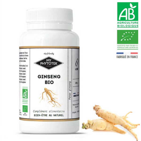 Gélules ginseng bio, propriétés tonus, contre la fatigue