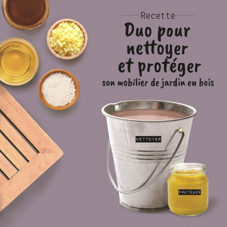 Duo pour nettoyer et protéger son mobilier de jardin en bois, recette maison