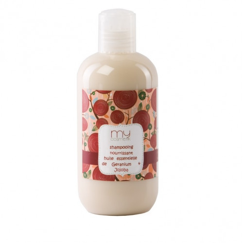 Cheveux secs : Shampooing nourrissant huile essentielle de Géranium & Jojoba Cheveux secs : Shampooing nourrissant huile essentielle de Géranium & Jojoba