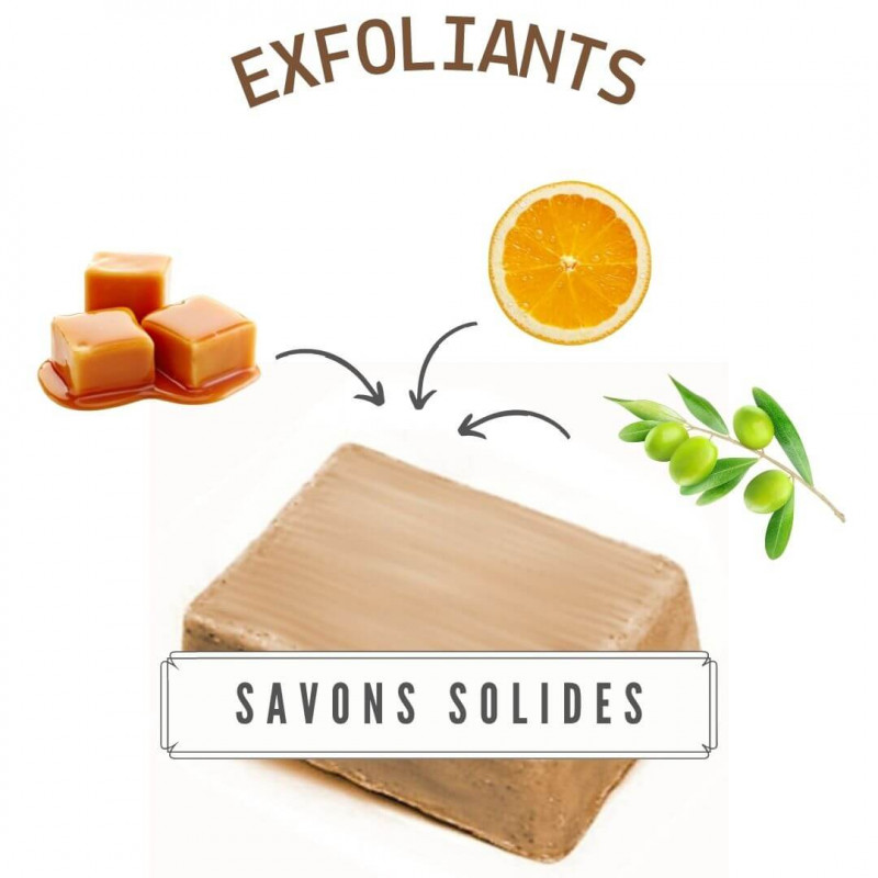 2 savons exfoliants et nourrissants à la poudre d'Orange & Caramel