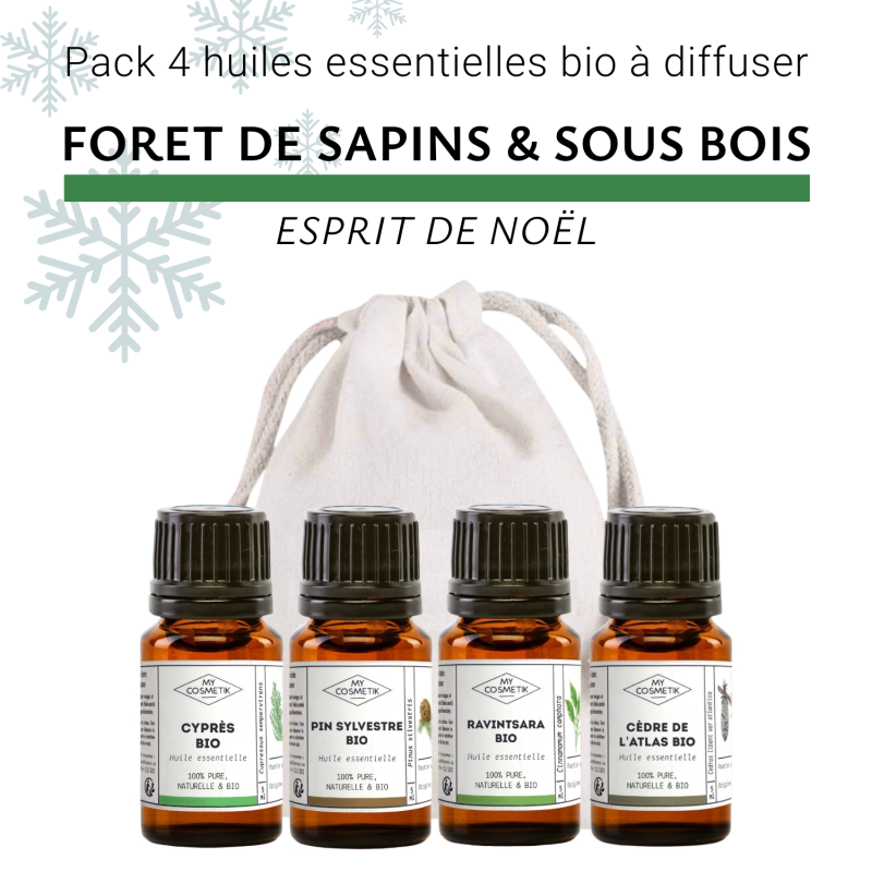 Coffret d'huiles essentielles de Noël : forêt de sapins & sous bois