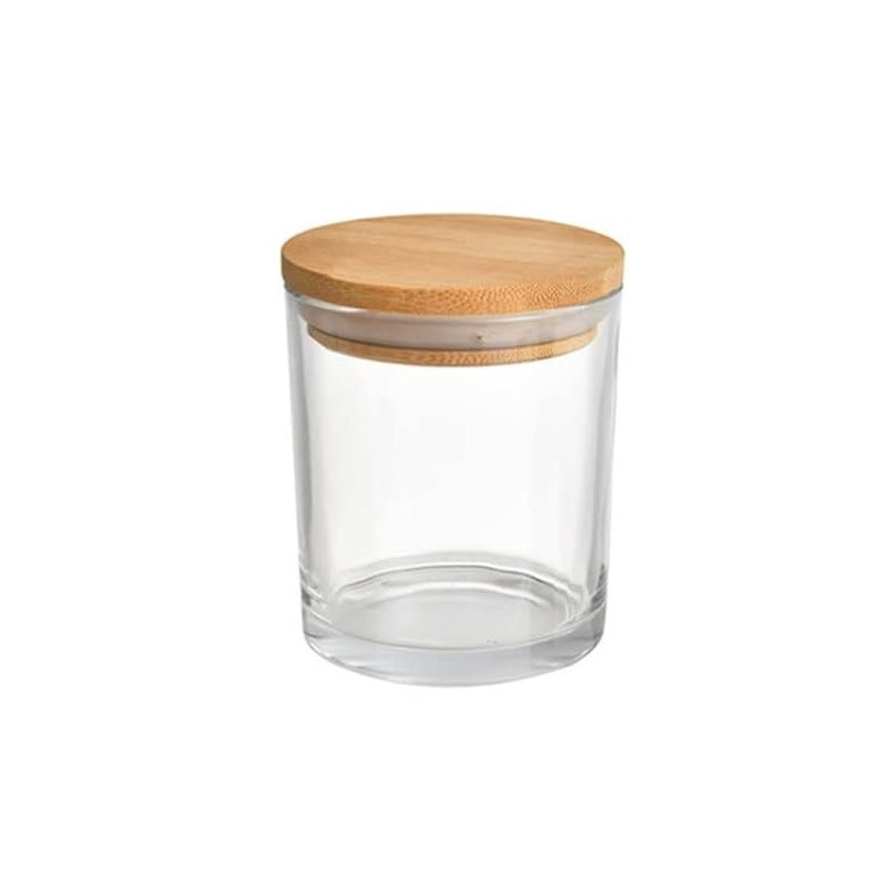Verre à bougie et son couvercle en bambou