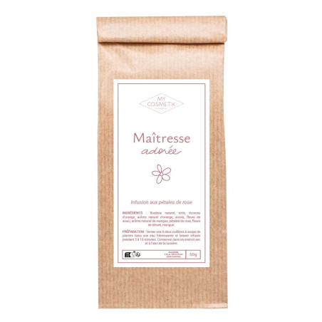 Infusion Maîtresse adorée (Pétale de rose, orange, mangue) - 50 g Infusion Maîtresse adorée (Pétale de rose, orange, mangue) - 50 g