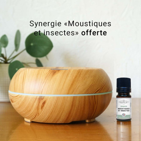 Diffuseur à ultrason Woody avec synergie à diffuser "Moustiques et insectes" offerte Diffuseur à ultrason Woody avec synergie à diffuser "Moustiques et insectes" offerte