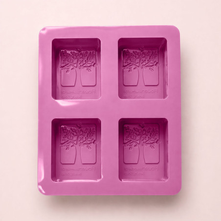 Moule en silicone pour 4 savons - arbre en relief