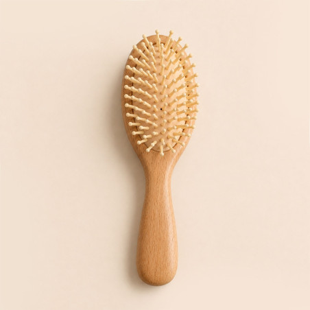Brosse à cheveux ovale avec picots en bois
