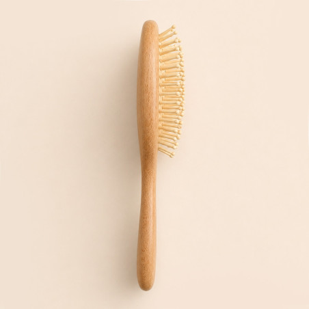 Brosse à cheveux ovale avec picots en bois