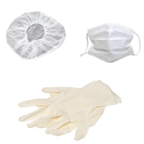 Lot Hygiène: 1 paire de Gants, 1 Masque, 1 Charlotte Lot Hygiène: 1 paire de Gants, 1 Masque, 1 Charlotte