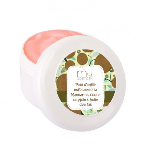 Pate d’argile exfoliante à la Mandarine, coque de Noix & huile d’Argan Pate d’argile exfoliante à la Mandarine, coque de Noix & huile d’Argan