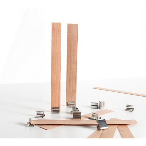 2 mèches à bougie en bois (19 mm) + 2 clips 2 mèches à bougie en bois (19 mm) + 2 clips