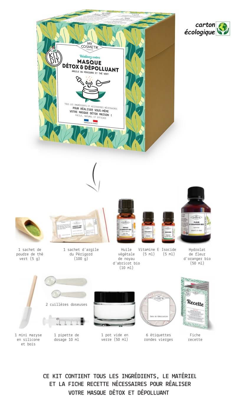 Coffret DIY pour faire son masque dépolluant et detox maison