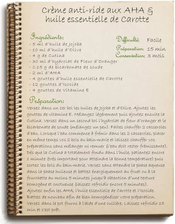 Recette de crème antirides maison au AHA et huile d'olive: peau mixte